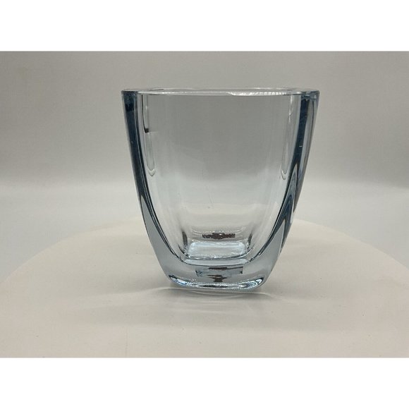 Vtg Strombergshyttan Swedish Art Glass Crystal Vase Blue Hue Artist Signed MCM - Picture 14 of 16